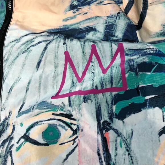 Members Only X Basquiat hooded jacket windbreaker mens L artwork graffiti street - Picture 10 of 11